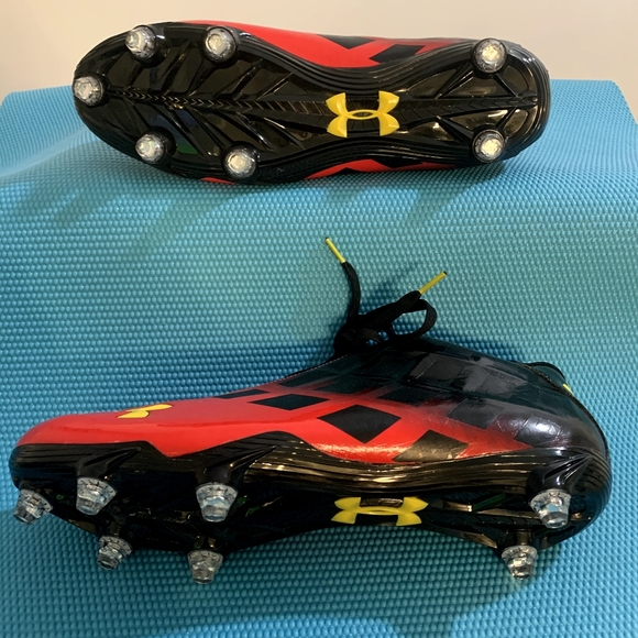 Under Armour Team Mercenary Size 14 5/8 MC Mid Men's Football Cleats Red Black - Picture 9 of 9